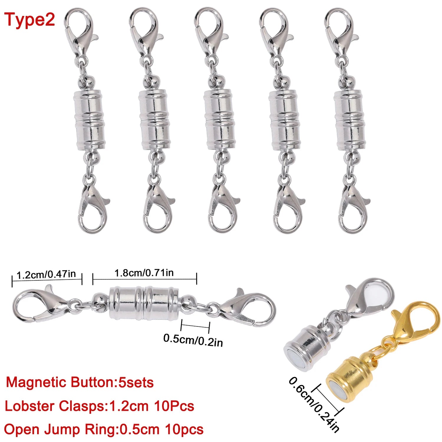 1.65" 5-Pack Stainless Steel Strong Magnetic Extender