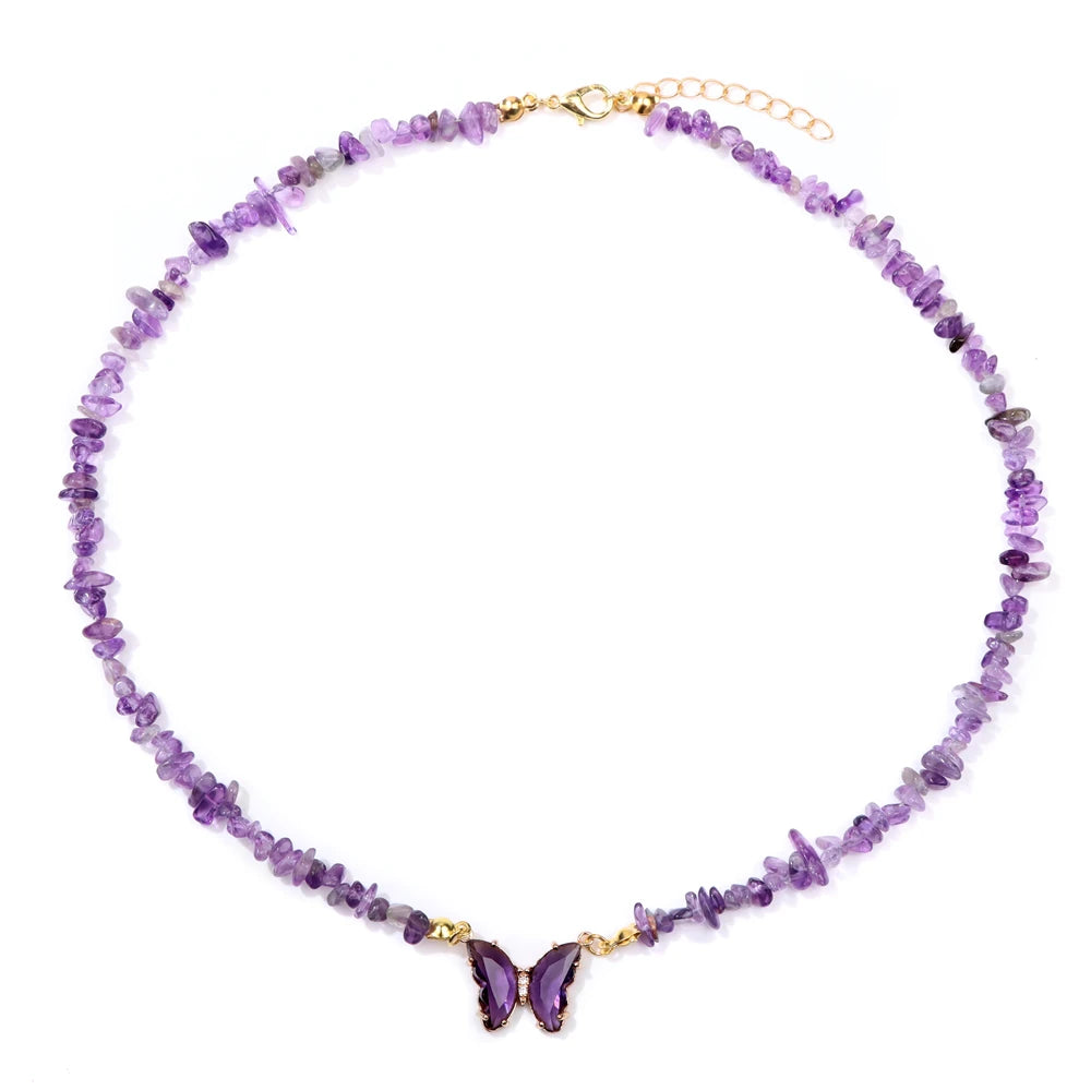 19.68" Crystal Quartz Butterfly Necklace