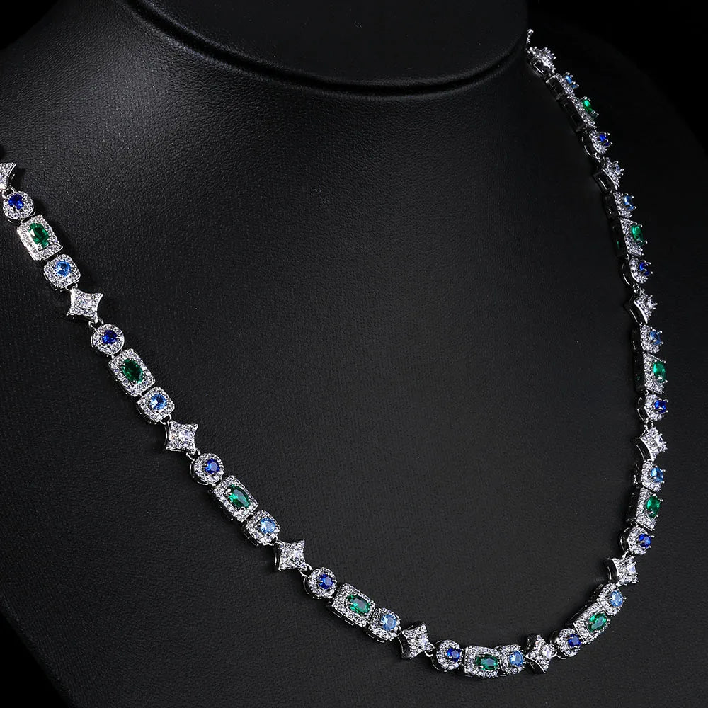 20" 6MM Colorful Rectangle Tennis Chain Necklace 18k Gold Plated