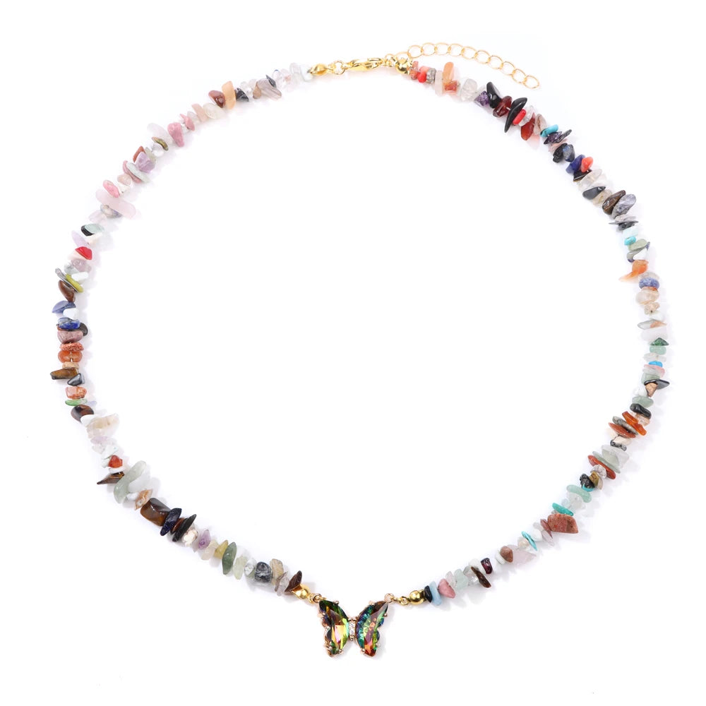 19.68" Crystal Quartz Butterfly Necklace