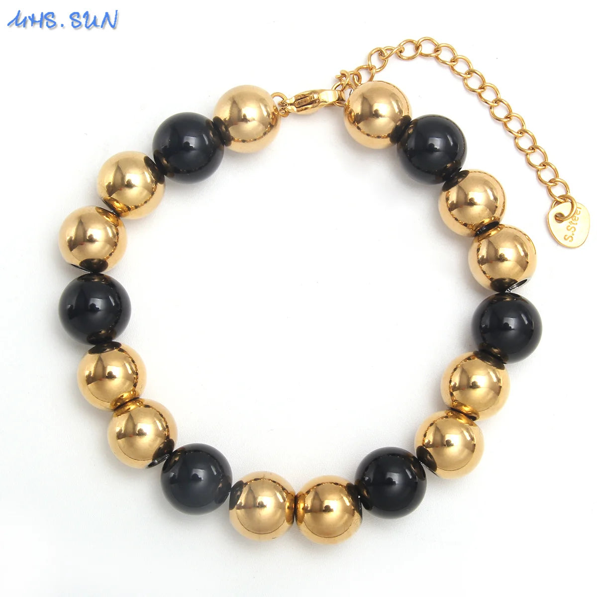 Plus Size 7"-9" Stainless Steel Smooth Bead Bracelet