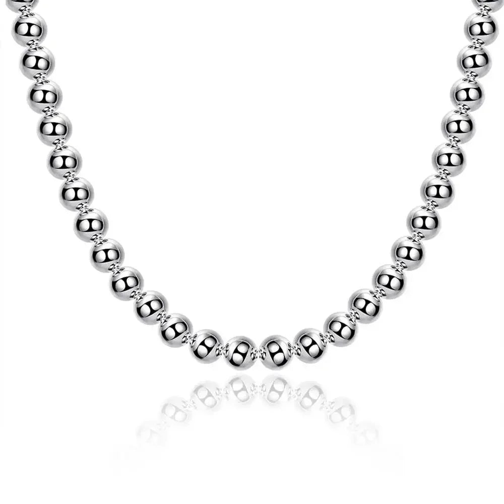 20" 925 Sterling Silver 8mm Bead Necklace
