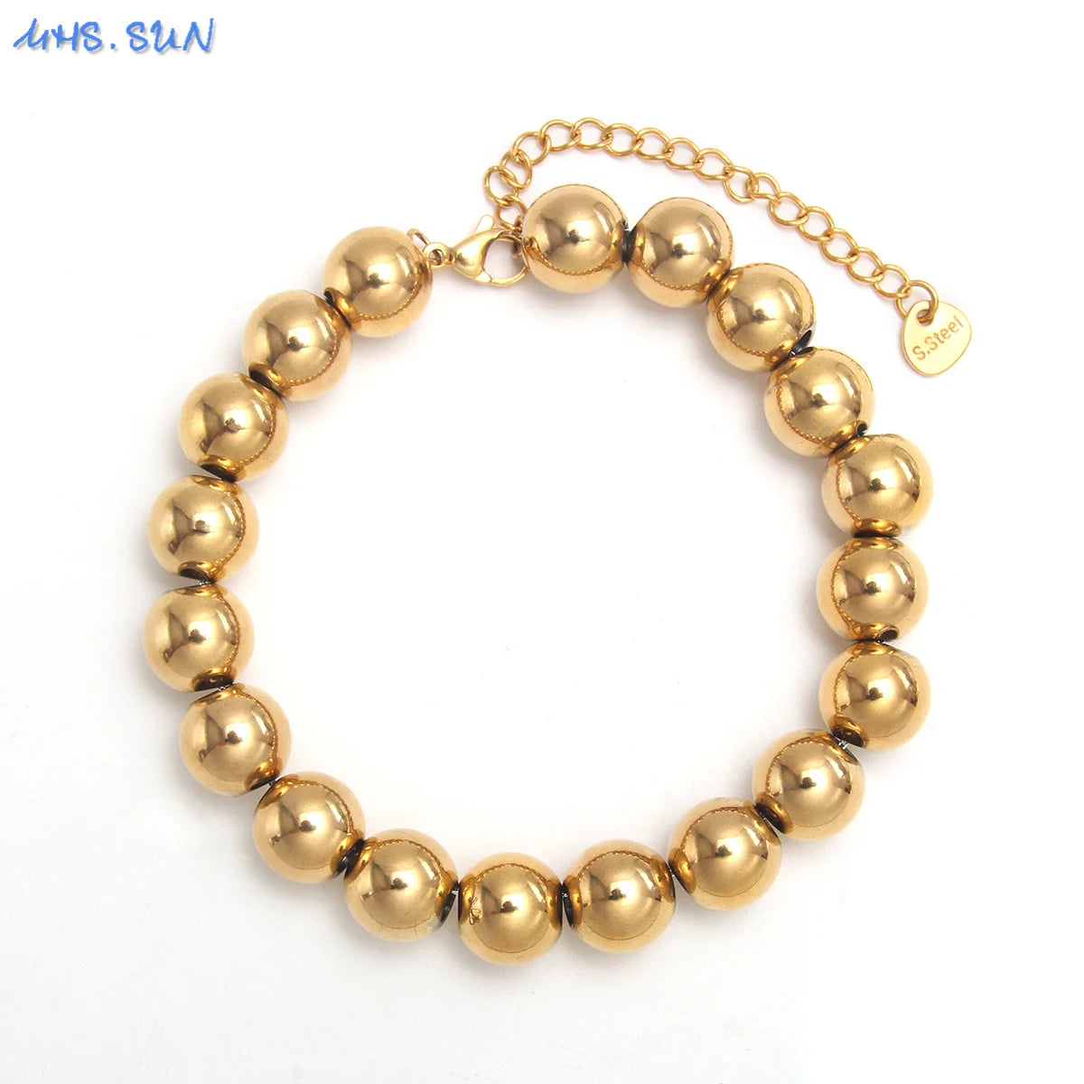 Plus Size 7"-9" Stainless Steel Smooth Bead Bracelet