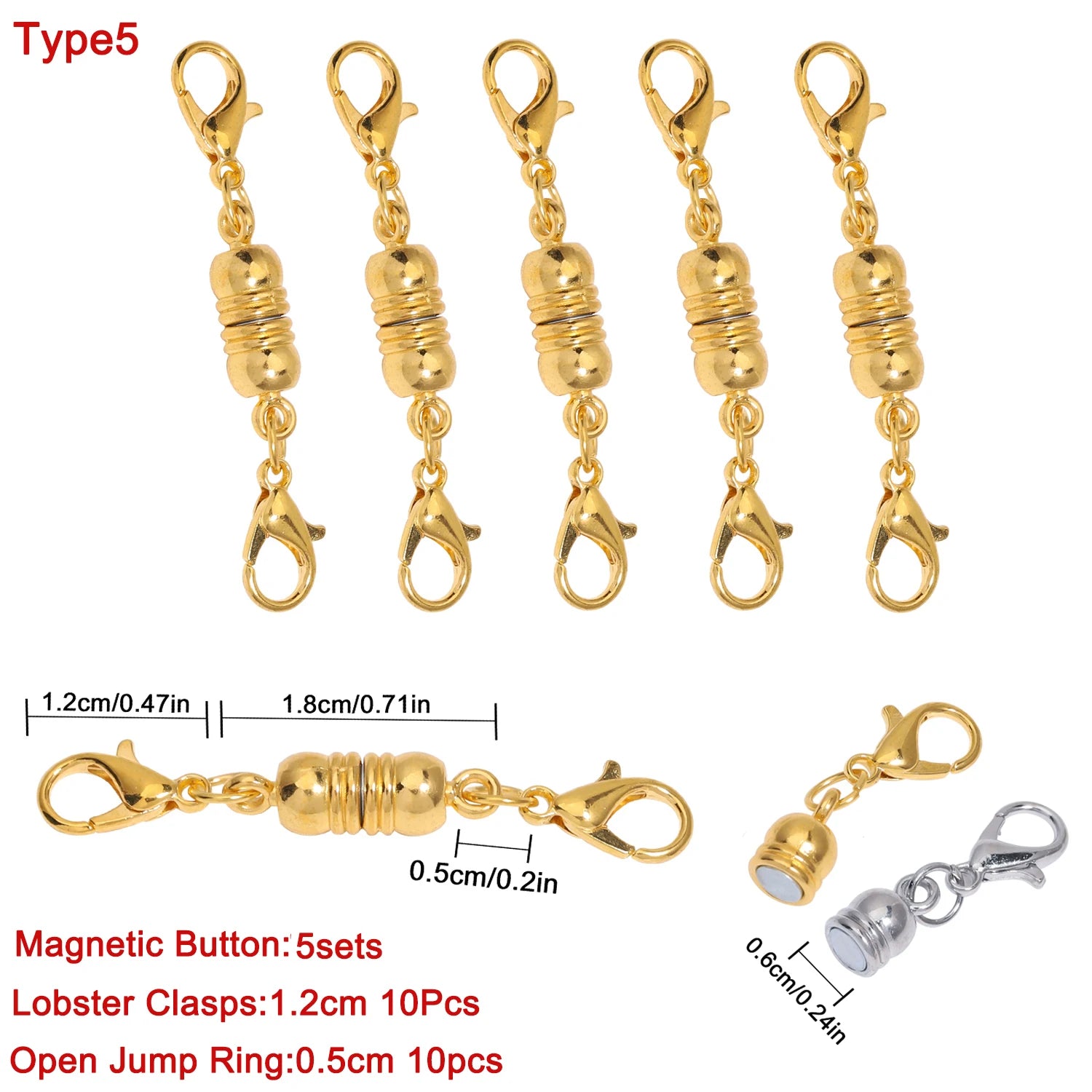 1.65" 5-Pack Stainless Steel Strong Magnetic Extender