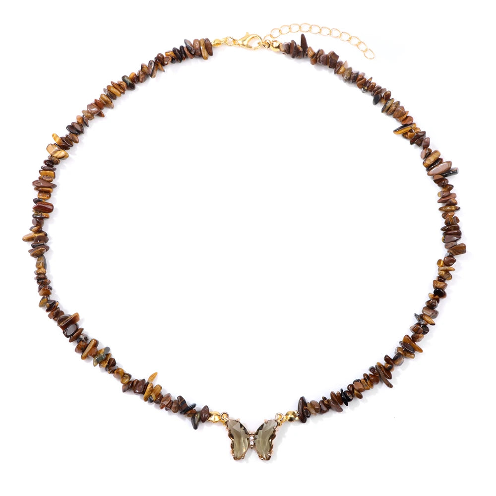 19.68" Crystal Quartz Butterfly Necklace