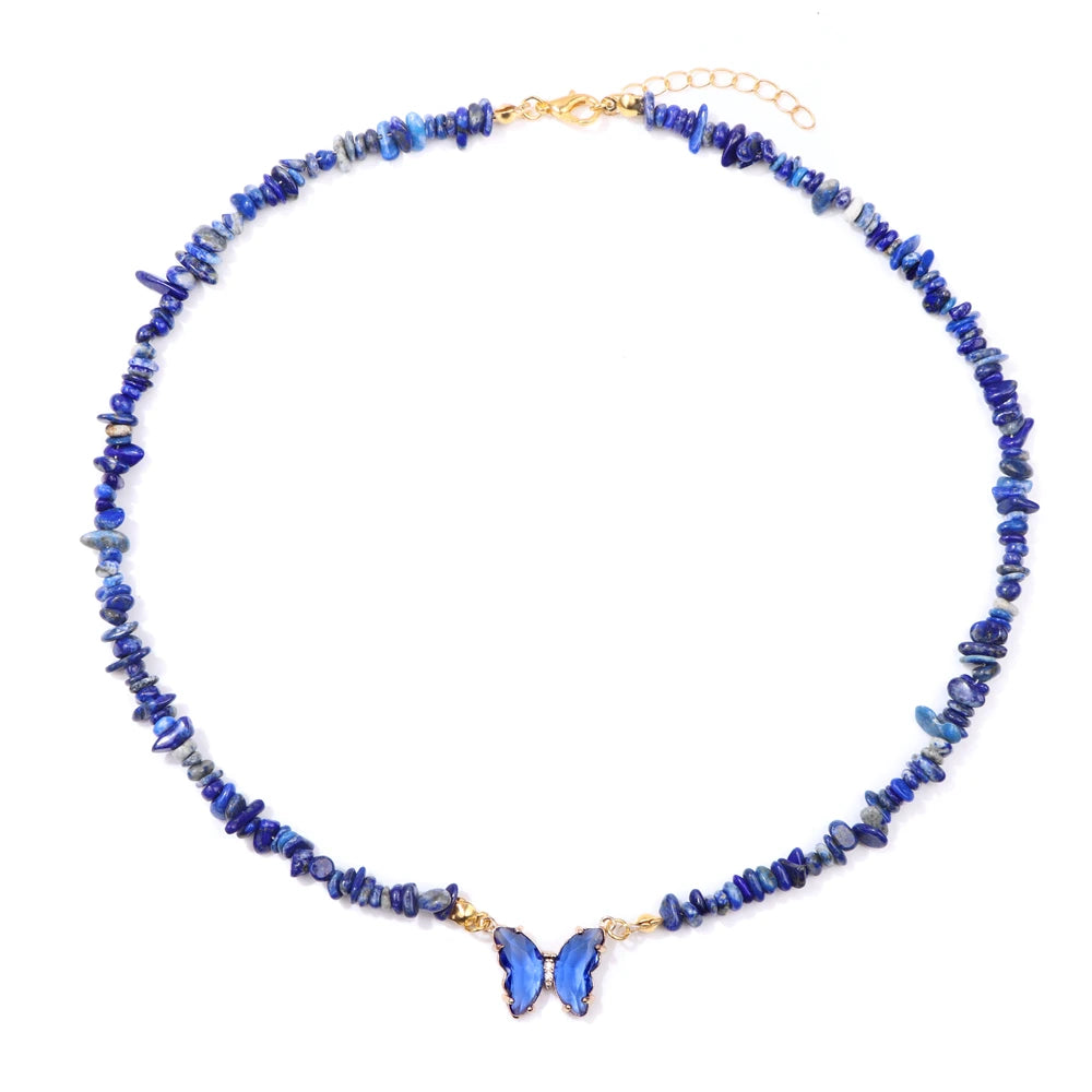 19.68" Crystal Quartz Butterfly Necklace