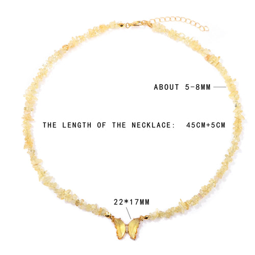 19.68" Crystal Quartz Butterfly Necklace