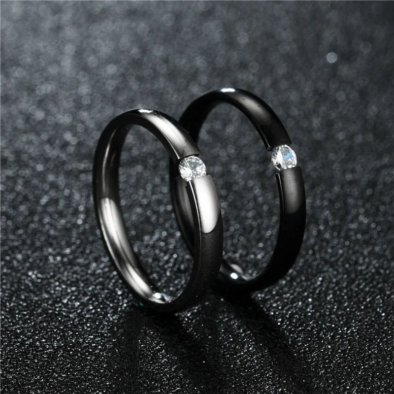 Size 10, 11, 12  2mm Stainless Steel Cubic Zirconia Ring