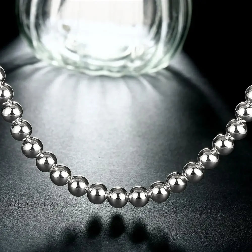 20" 925 Sterling Silver 8mm Bead Necklace