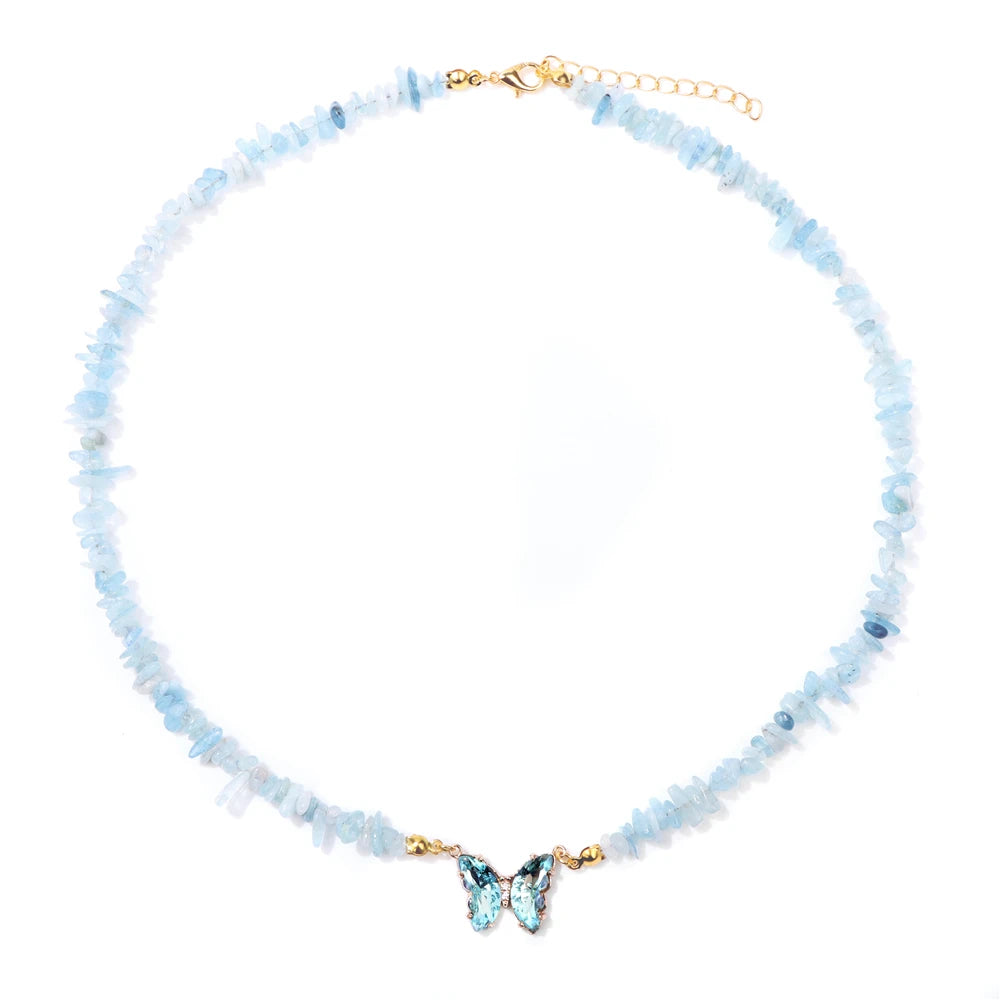 19.68" Crystal Quartz Butterfly Necklace